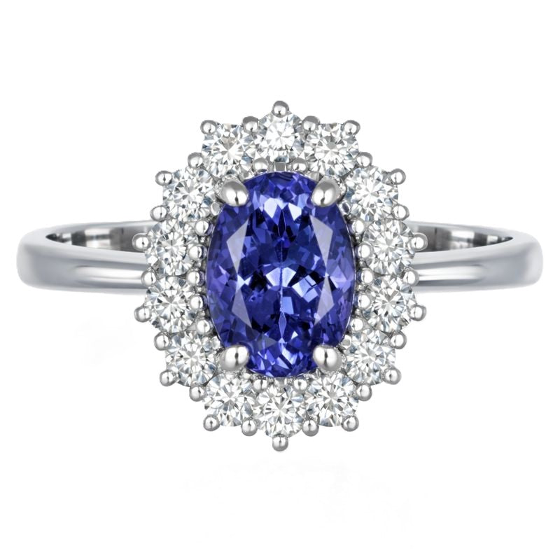 Anello - 18 carati Oro bianco - 1.70ct. tw. Diamante (Naturale) - Tanzanite