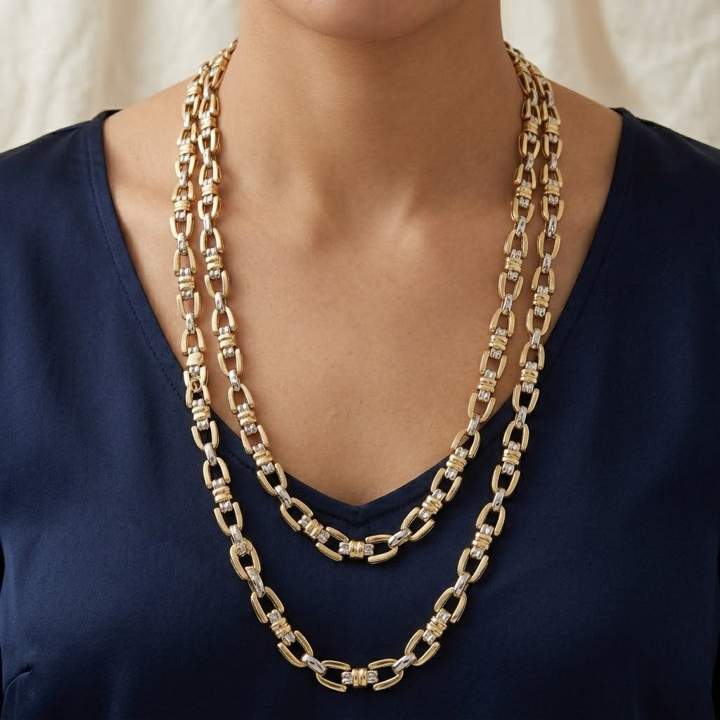 Collana - 18 carati Oro giallo, Oro bianco - Made in Italy - Handmade
