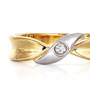 Anello - 18 carati Oro bianco, Oro giallo - 0.04ct. tw. Diamante (Naturale)