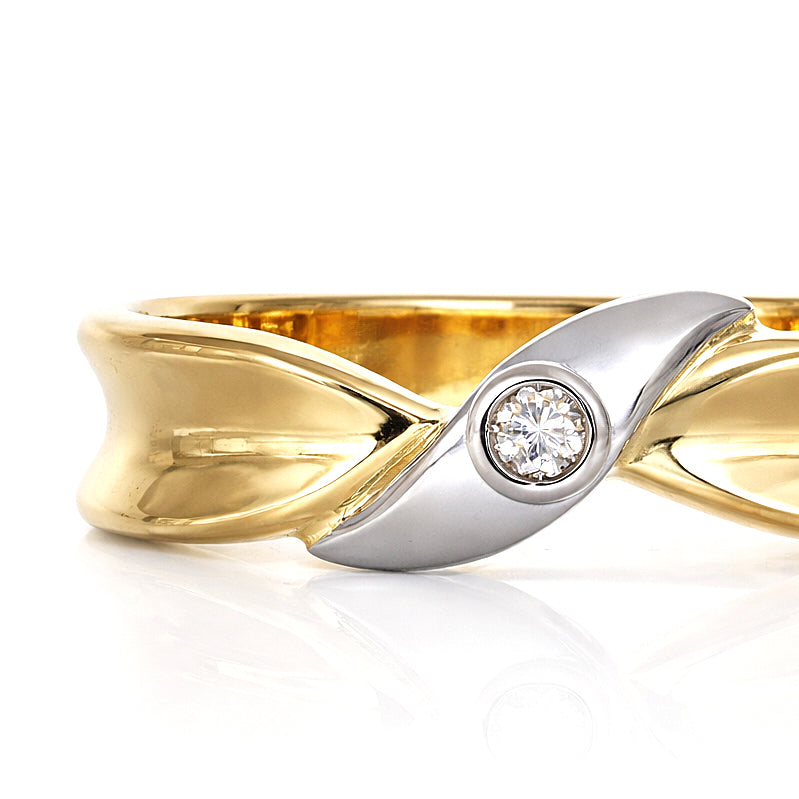 Anello - 18 carati Oro bianco, Oro giallo - 0.04ct. tw. Diamante (Naturale)