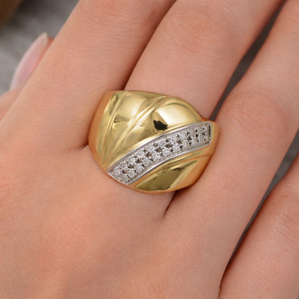 Anello - 18 carati Oro giallo, Oro bianco - 0.39ct. tw. Diamante (Naturale)