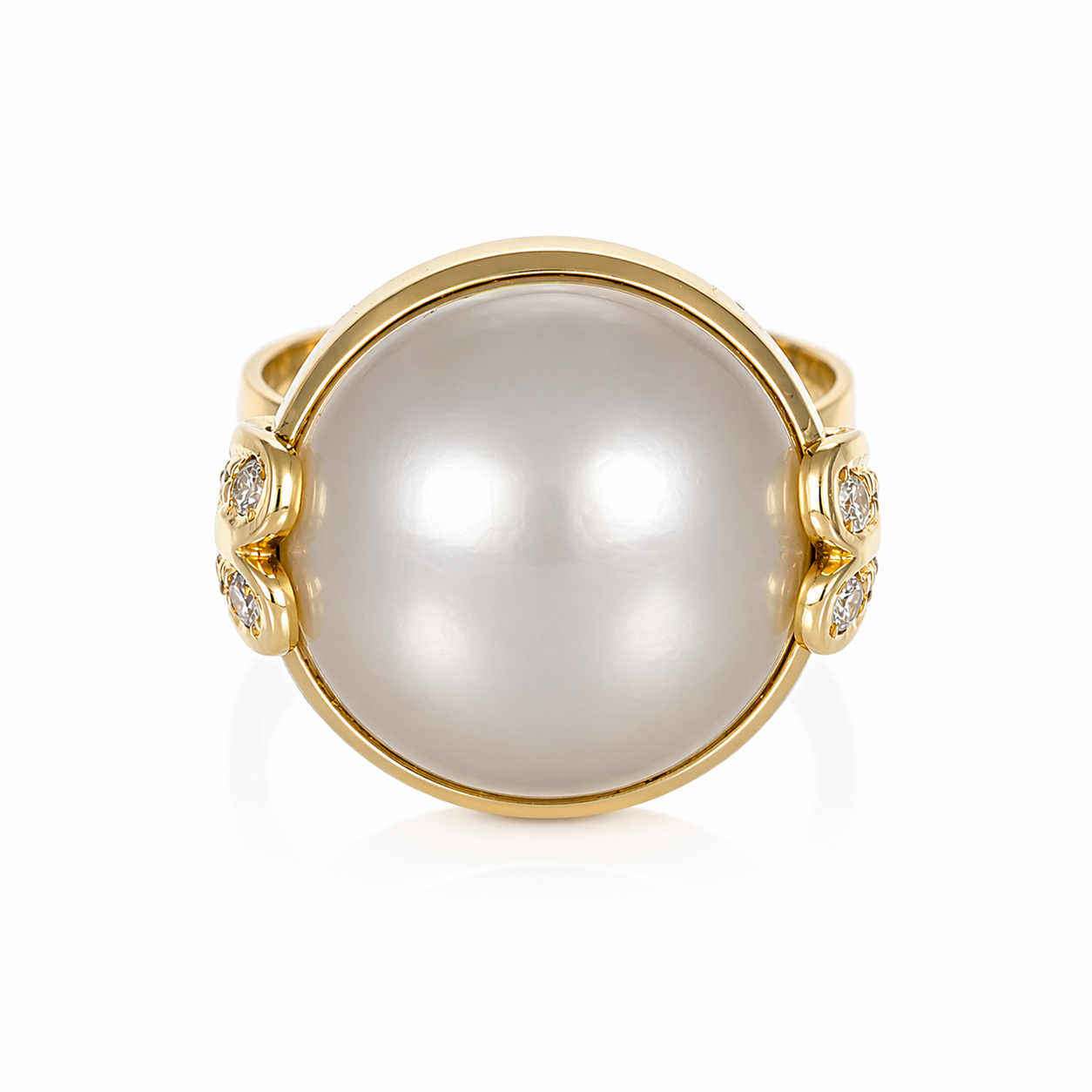 Anello - 18 carati Oro giallo - 0.16ct. tw. Diamante (Naturale) - Perla