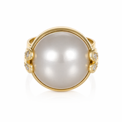 Anello - 18 carati Oro giallo - 0.16ct. tw. Diamante (Naturale) - Perla