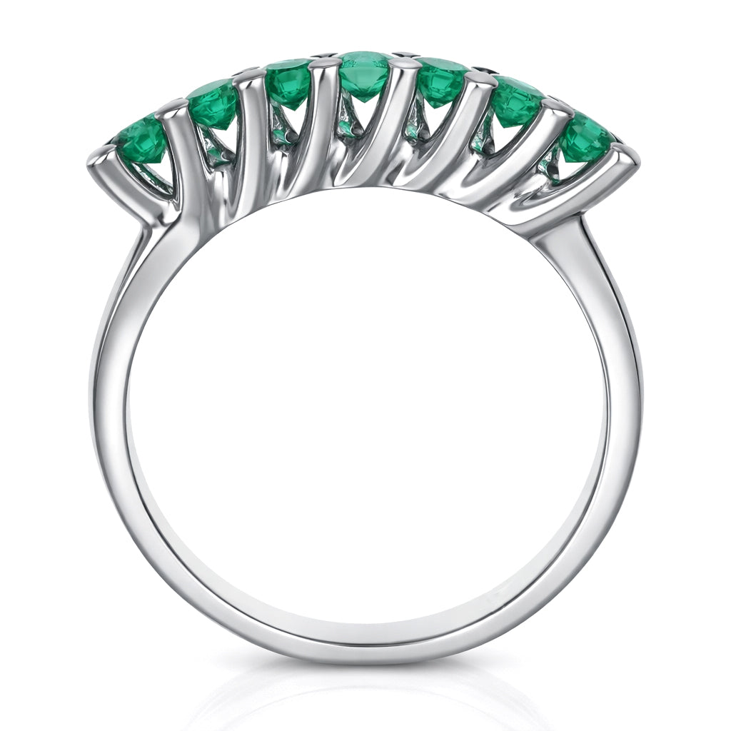 Anello - 18 carati Oro bianco - 1.00ct. tw. Smeraldo