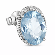 Orecchini - 18 carati Oro bianco Acquamarina - Diamante