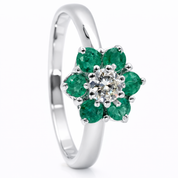 Anello - 18 carati Oro bianco - 0.58ct. tw. Smeraldo - Diamante