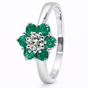 Anello - 18 carati Oro bianco - 0.58ct. tw. Smeraldo - Diamante