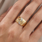 Anello - 18 carati Oro bianco, Oro giallo - 0.06ct. tw. Diamante (Naturale) - Made in Italy - Handmade