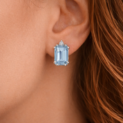 Orecchini - 18 carati Oro bianco - 1.64ct. tw. Acquamarina - Diamante