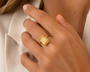 Anello - 18 carati Oro giallo - 8.00ct. tw. Quarzo - Made in Italy - Handmade