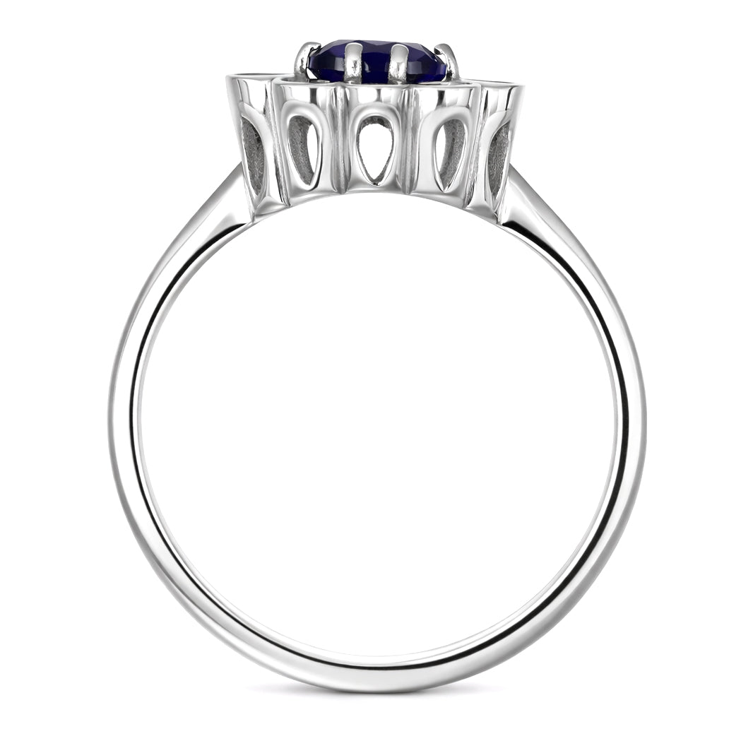 Anello - 18 carati Oro bianco Zaffiro - Diamante