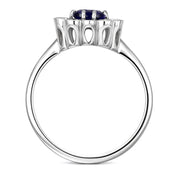 Anello - 18 carati Oro bianco Zaffiro - Diamante