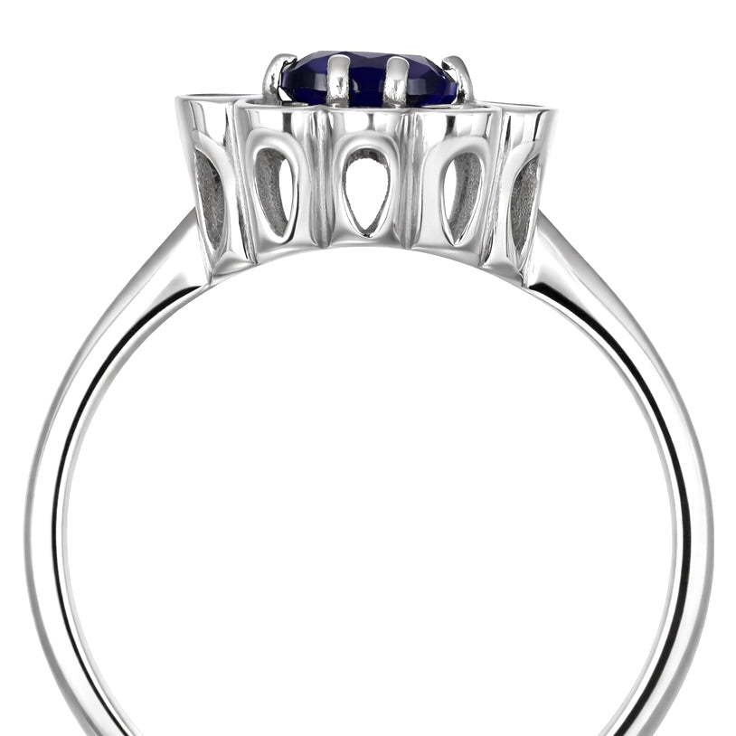 Anello - 18 carati Oro bianco Zaffiro - Diamante