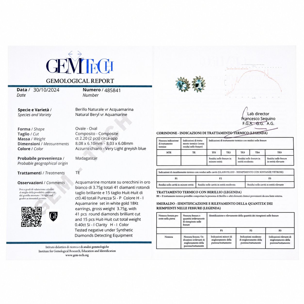 Orecchini - 18 carati Oro bianco - 2.60ct. tw. Acquamarina - Diamante - made in Italy - handmade