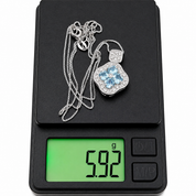 Collana con ciondolo - 18 carati Oro bianco - 1.48ct. tw. Acquamarina - Diamante