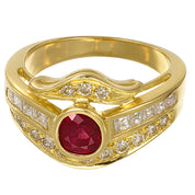 Anello - 18 carati Oro giallo - 0.84ct. tw. Rubino - Diamante