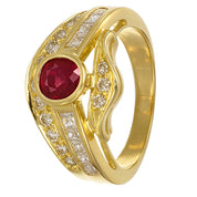 Anello - 18 carati Oro giallo - 0.84ct. tw. Rubino - Diamante