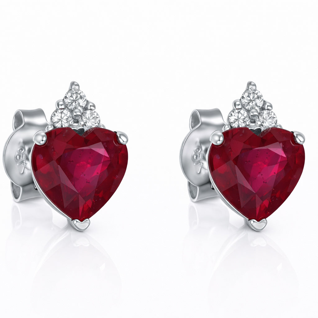 Orecchini - 18 carati Oro bianco - 2.36ct. tw. Rubino - Diamante
