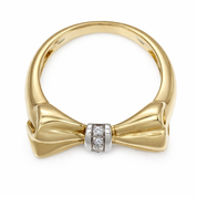 Anello da donna in oro giallo e oro bianco 18 carati con design a fiocco