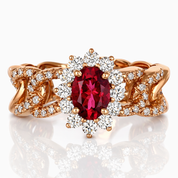 Anello - 18 carati Oro rosa - 1.47ct. tw. Tormalina - Diamante