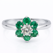 Anello - 18 carati Oro bianco - 0.58ct. tw. Smeraldo - Diamante