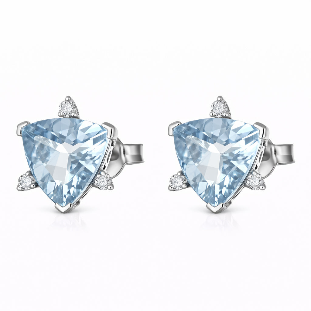 Orecchini - 18 carati Oro bianco - 1.57ct. tw. Acquamarina - Diamante