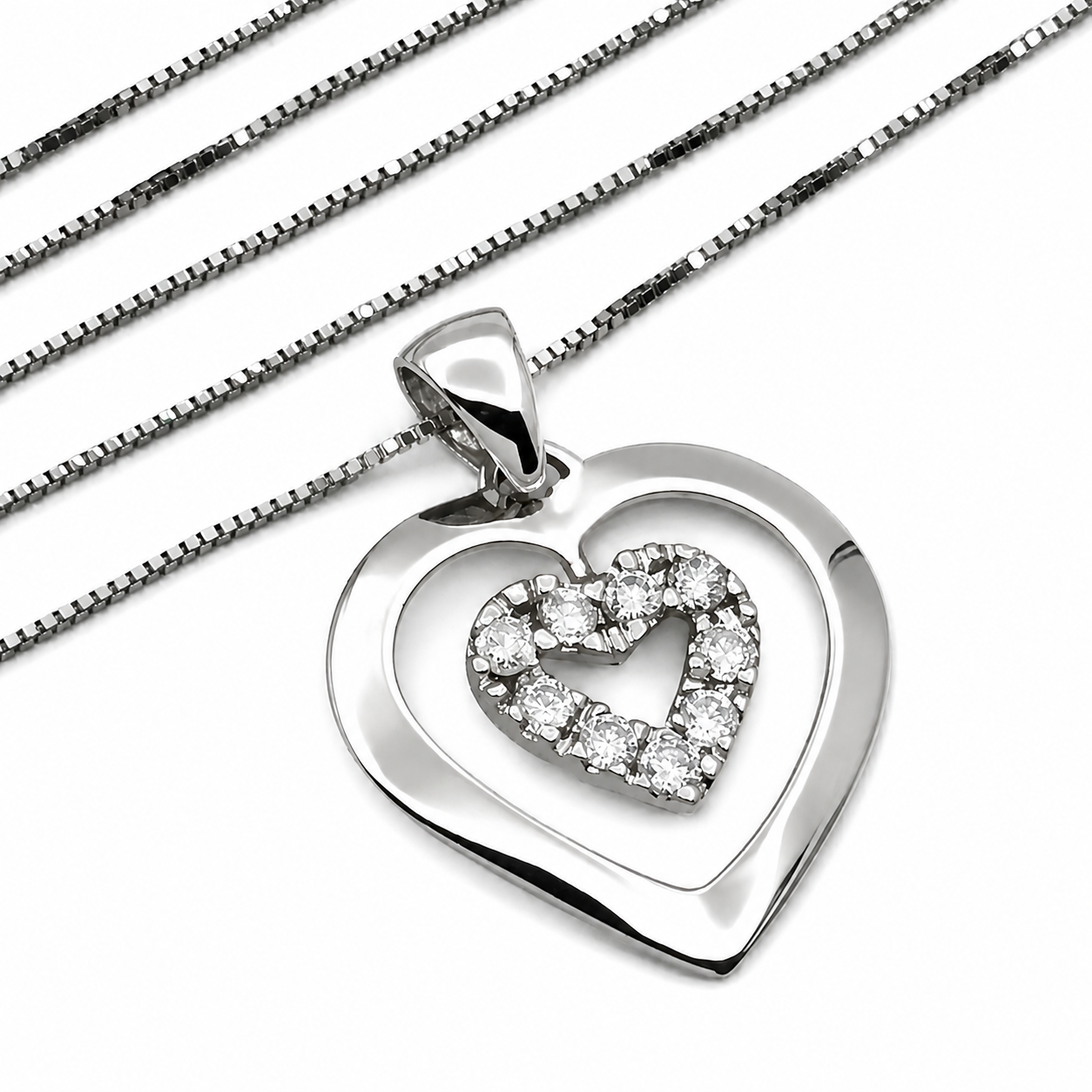 Collana con ciondolo - 18 carati Oro bianco - 0.45ct. tw. Diamante - Made in Italy - Handmade