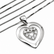 Collana con ciondolo - 18 carati Oro bianco - 0.45ct. tw. Diamante - Made in Italy - Handmade