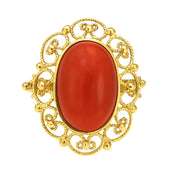 Anello - 18 carati Oro giallo Corallo