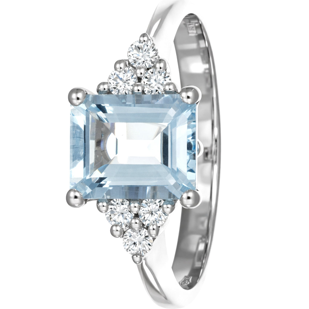 Anello - 18 carati Oro bianco - 1.365ct. tw. Acquamarina - Diamante