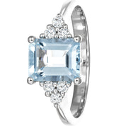 Anello - 18 carati Oro bianco - 1.365ct. tw. Acquamarina - Diamante