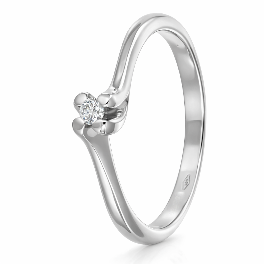 Anello - 18 carati Oro bianco Diamante (Naturale)