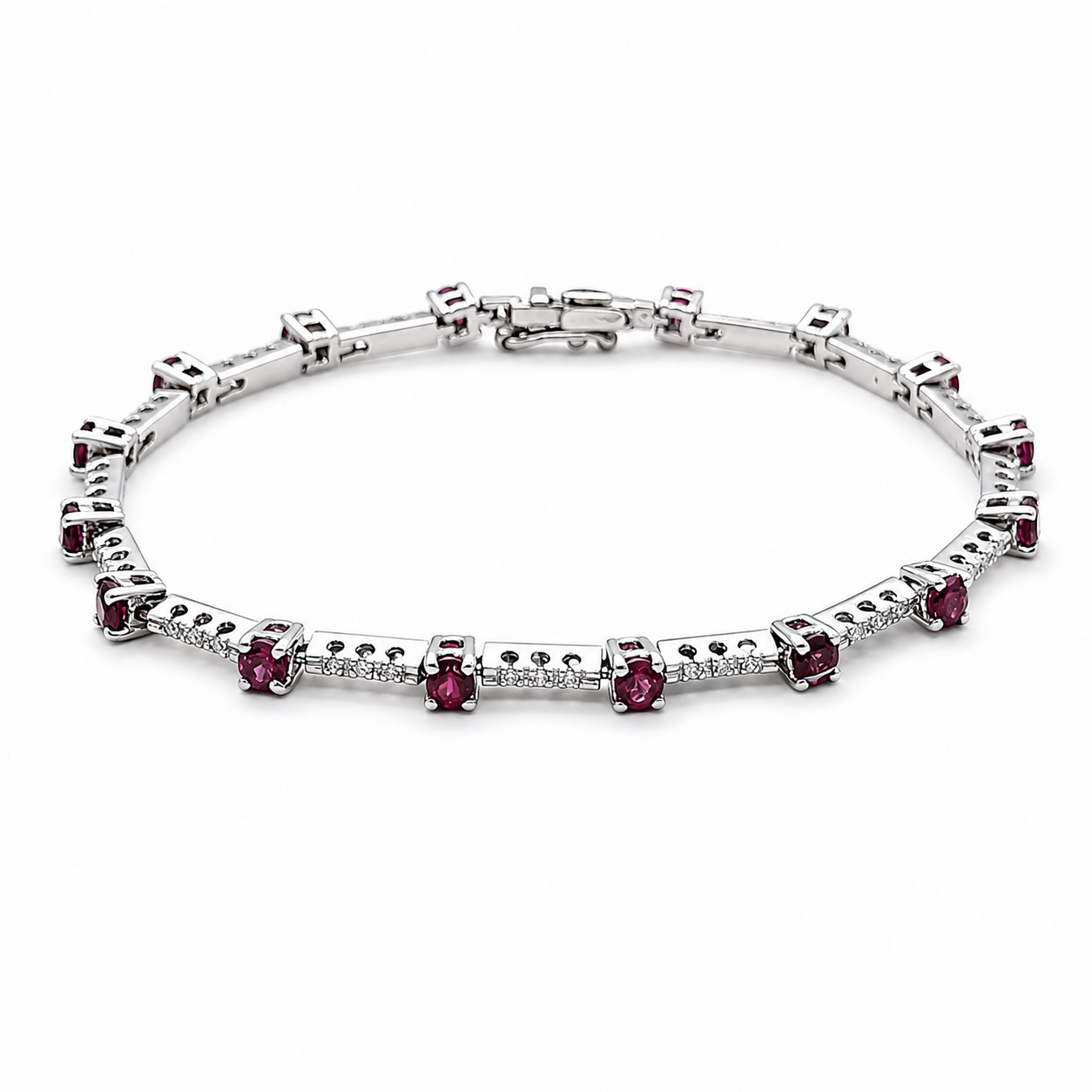 Bracciale - 18 carati Oro bianco - 2.20ct. tw. Rubino - Diamante - Made in Italy - Handmade