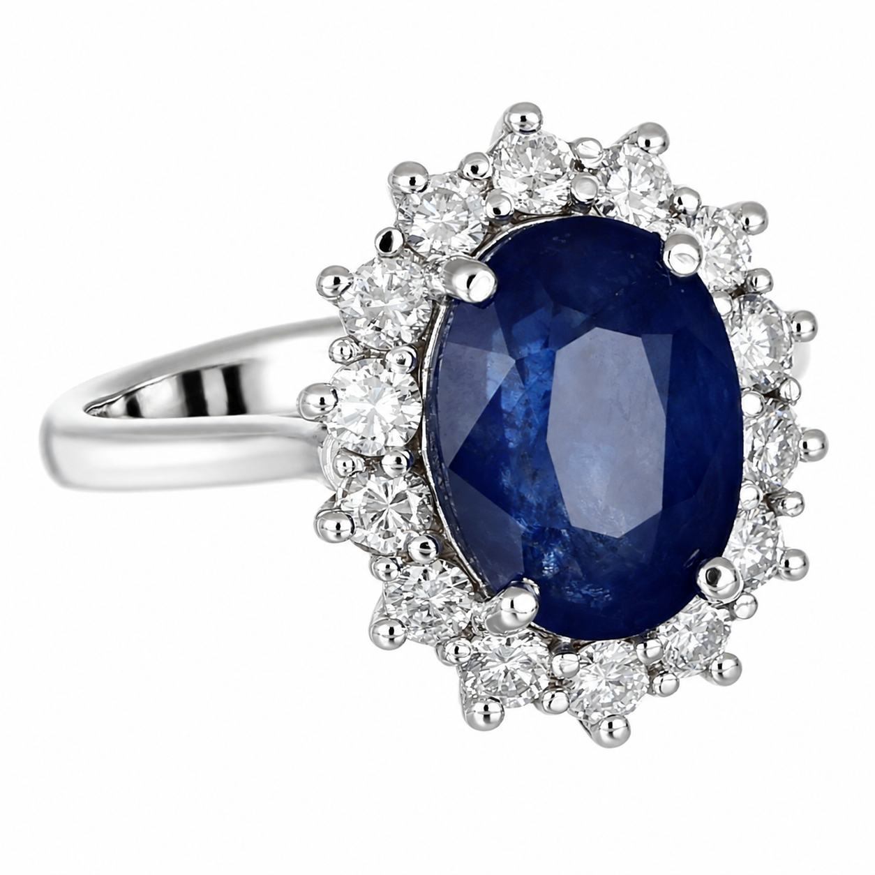 Anello - 14 carati Oro bianco- Zaffiro - Diamante - Made in Italy - Handmade