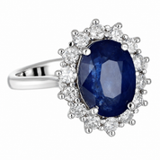 Anello - 14 carati Oro bianco- Zaffiro - Diamante - Made in Italy - Handmade