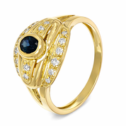 Anello - 18 carati Oro giallo - 0.58ct. tw. Zaffiro - Diamante