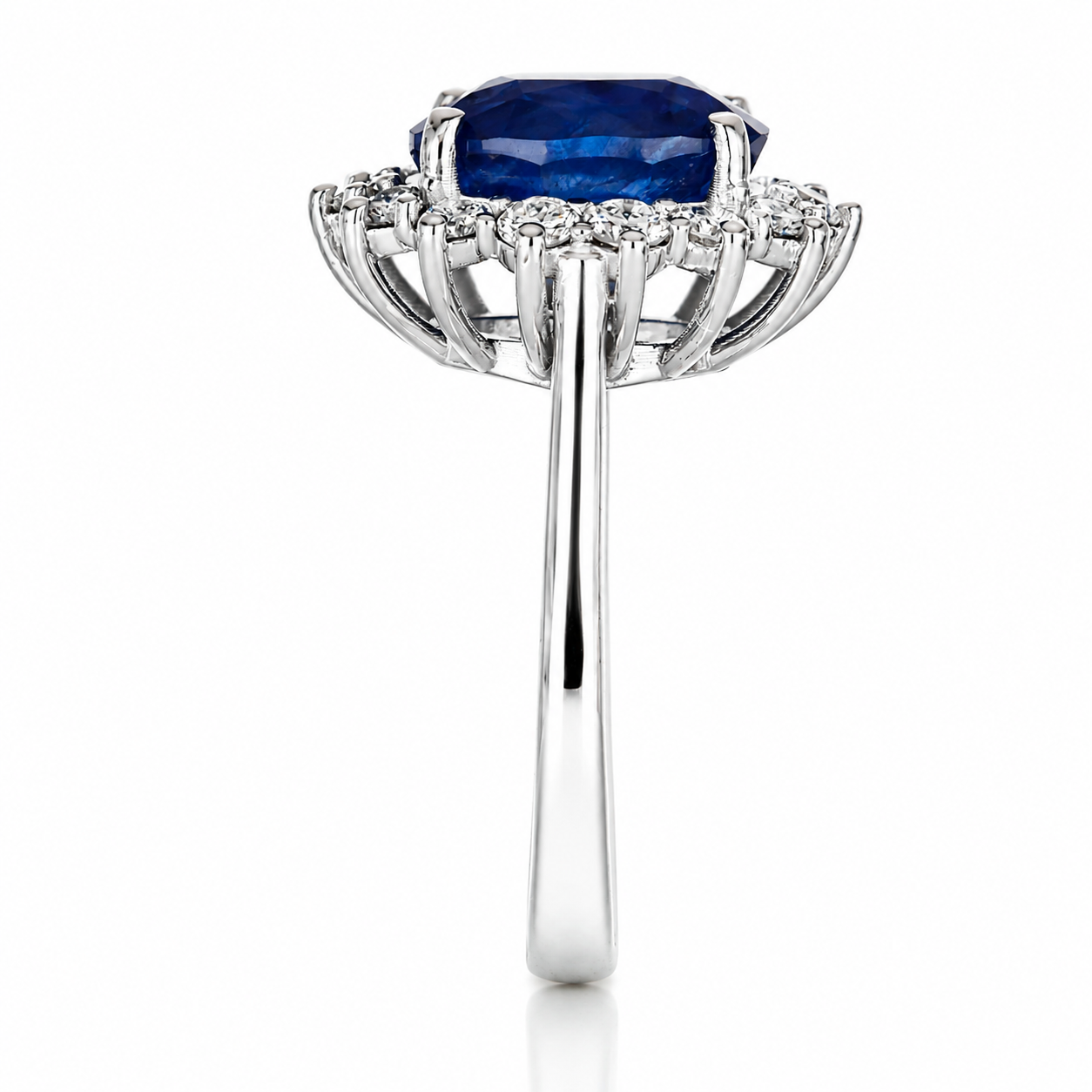 Anello - 14 carati Oro bianco- Zaffiro - Diamante - Made in Italy - Handmade