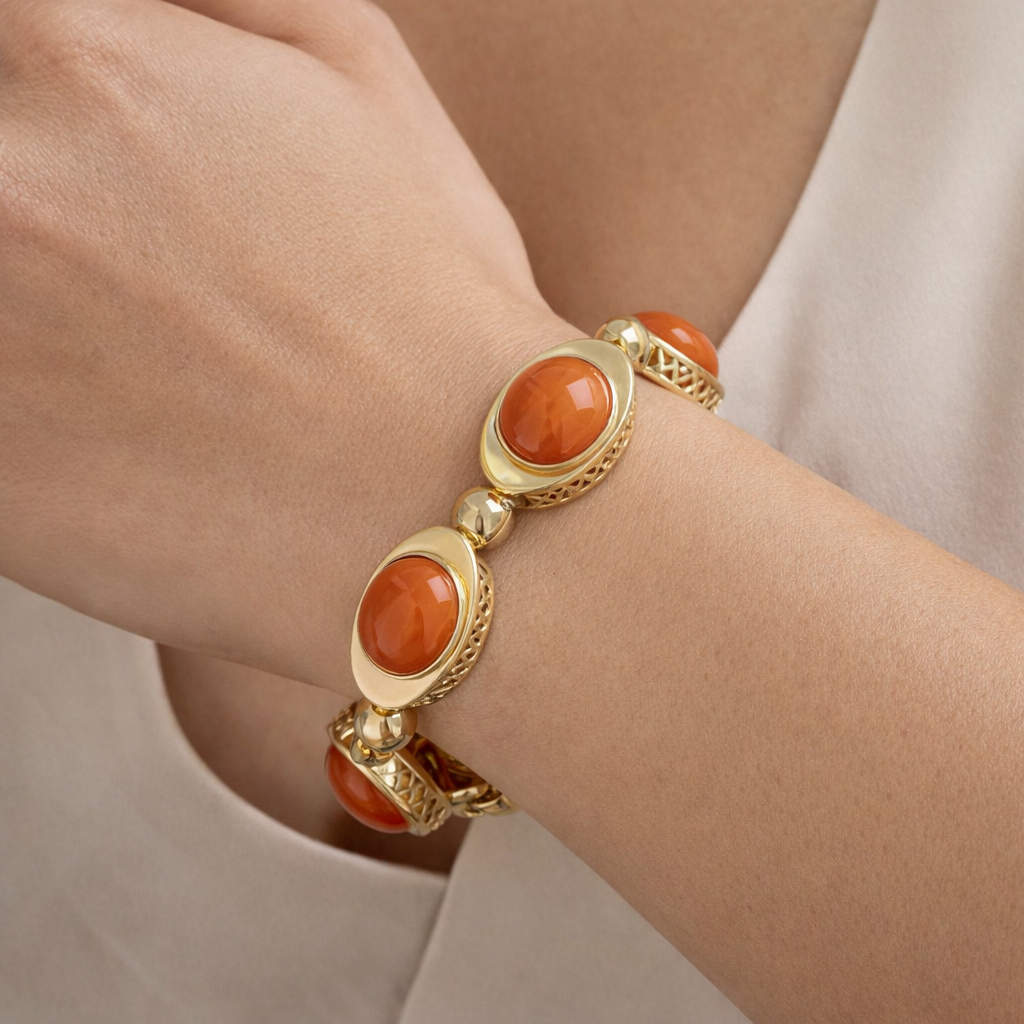 Bracciale - 18 carati Oro giallo Corallo