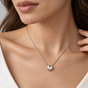 Collana con ciondolo - 18 carati Oro bianco - 0.05ct. tw. Diamante (Naturale) - Made in Italy - Handmade