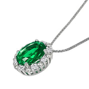 Collana con ciondolo - 18 carati Oro bianco - 0.77ct. tw. Smeraldo - Diamante