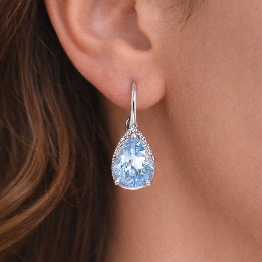 Orecchini - 18 carati Oro bianco - 2.28ct. tw. Acquamarina - Diamante