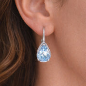 Orecchini - 18 carati Oro bianco - 2.28ct. tw. Acquamarina - Diamante