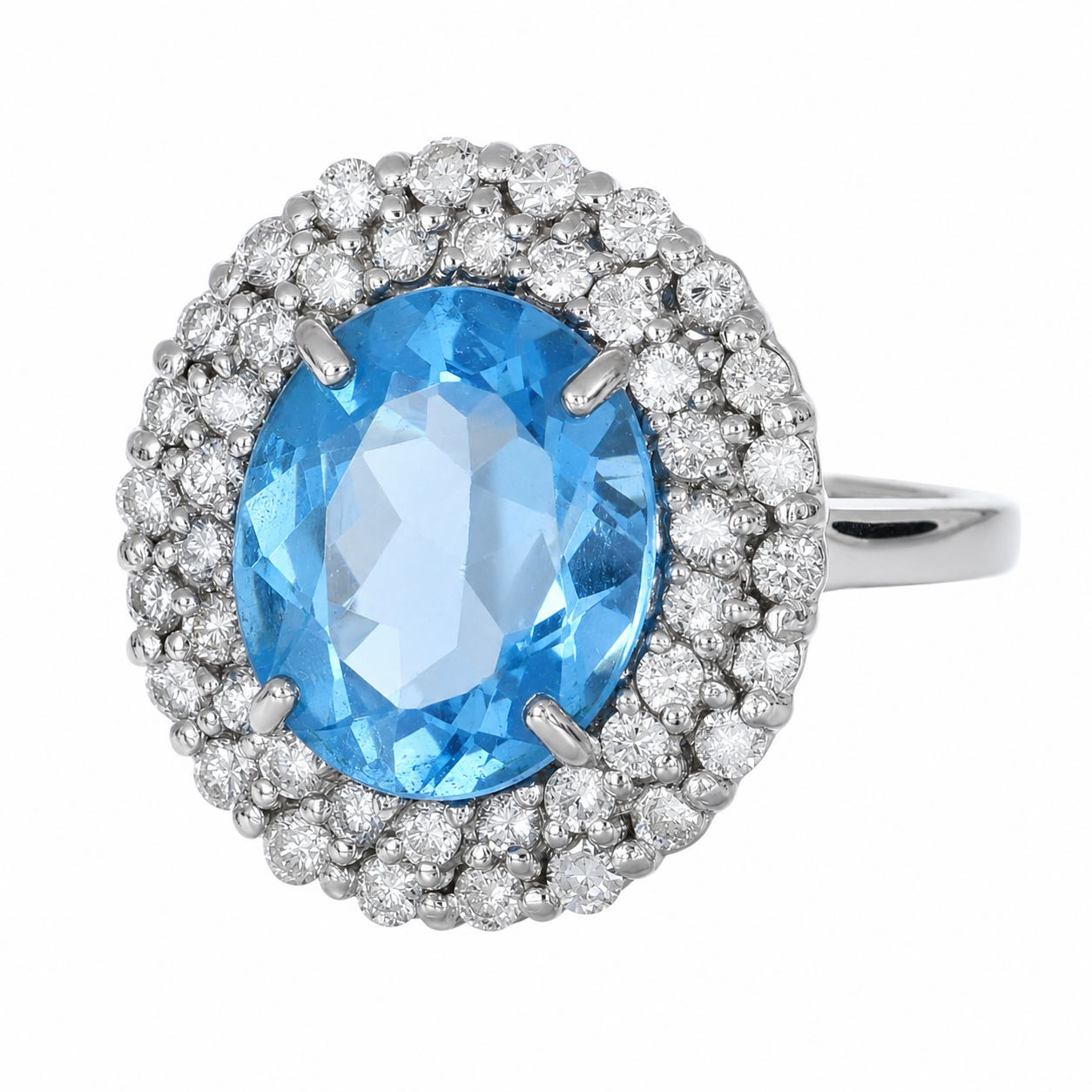 Anello - 18 carati Oro bianco- 6.29ct. tw. Topazio - Diamante - Made in Italy - Handmade