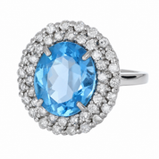 Anello - 18 carati Oro bianco- 6.29ct. tw. Topazio - Diamante - Made in Italy - Handmade