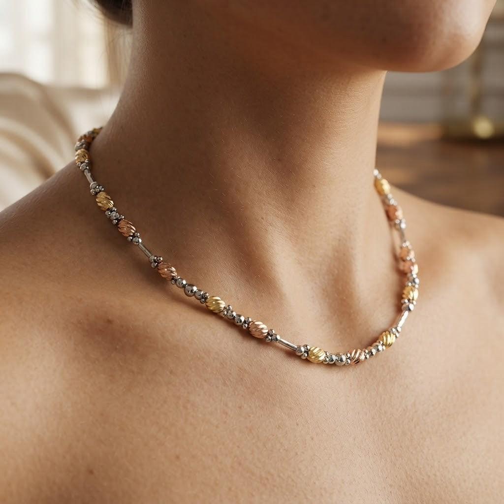 Collana - 18 carati Oro giallo, Oro bianco, Oro rosa - Made in Italy - Handmade