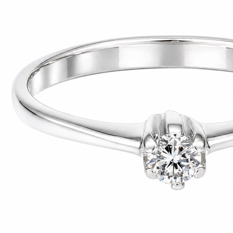 Anello - 18 carati Oro bianco - 0.09ct. tw. Diamante (Naturale)