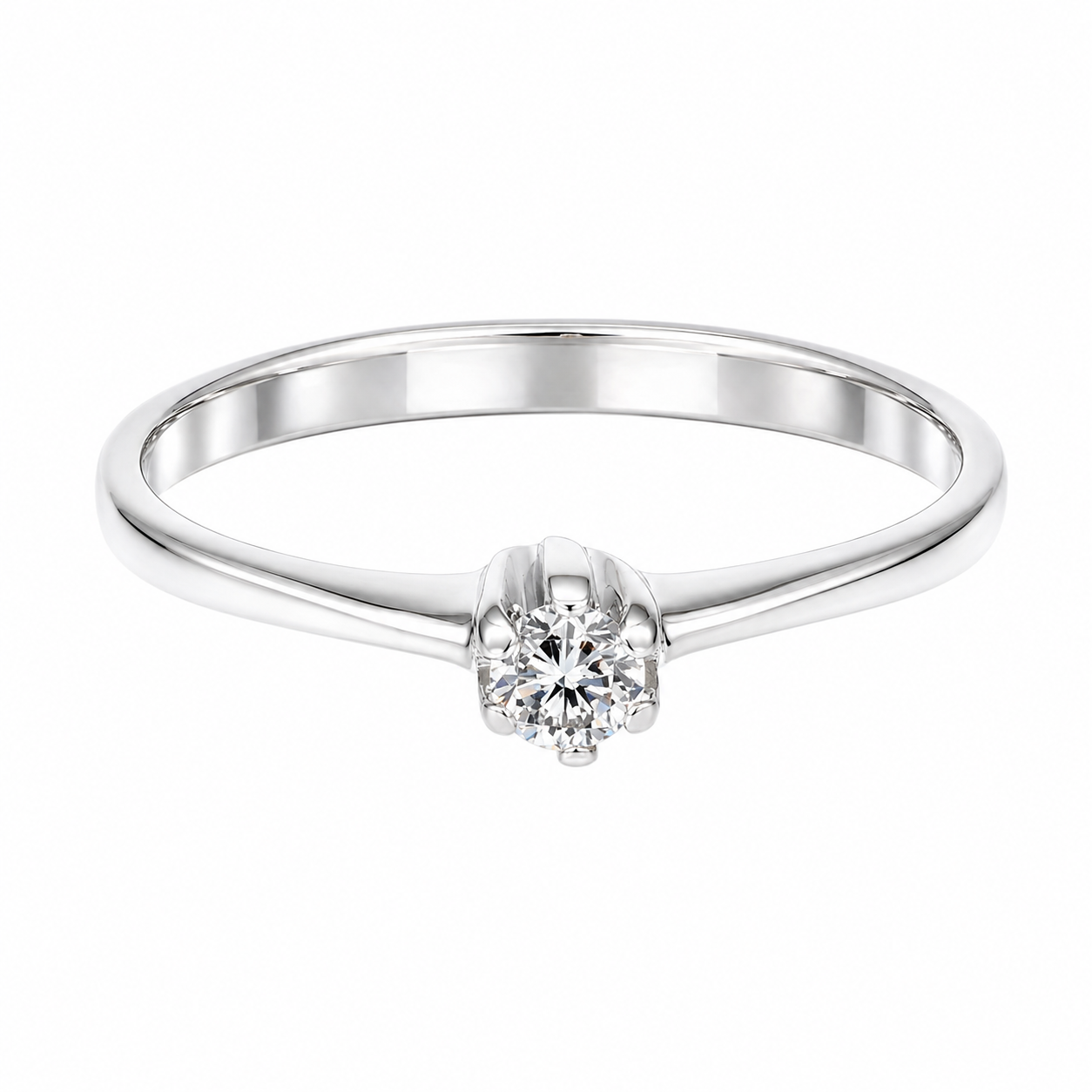 Anello - 18 carati Oro bianco - 0.09ct. tw. Diamante (Naturale)