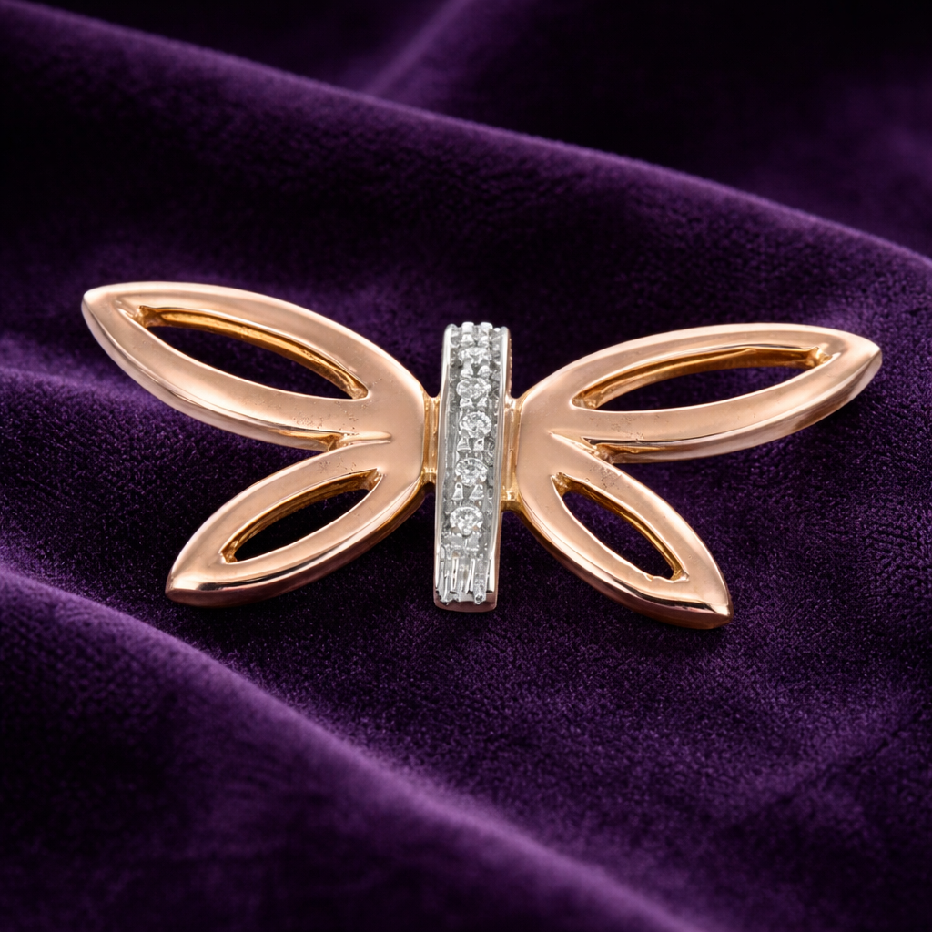 Spilla - 18 carati Oro bianco, Oro rosa - 0.05ct. tw. Diamante (Naturale)