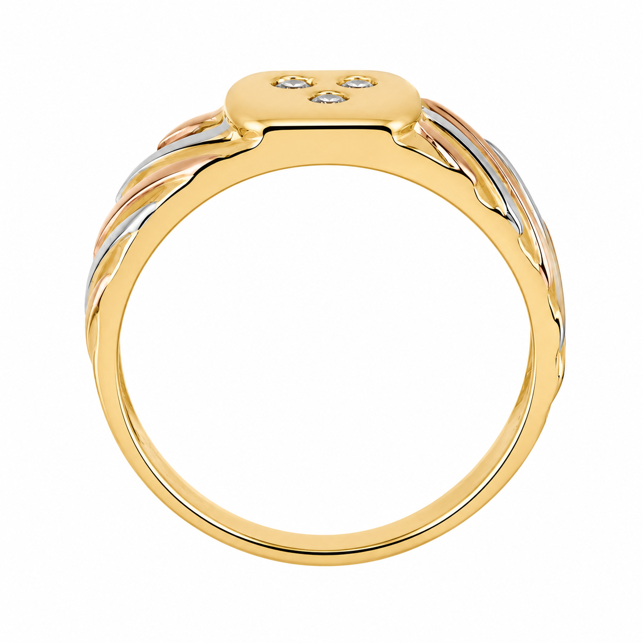 Anello - 18 carati Oro bianco, Oro giallo, Oro rosa - 0.03ct. tw. Diamante (Naturale) - Made in Italy - Handmade