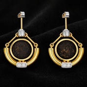 Orecchini - 18 carati Oro bianco, Oro giallo - 0.14ct. tw. Zaffiro - Diamante